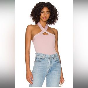 525- pink halter cut out tank